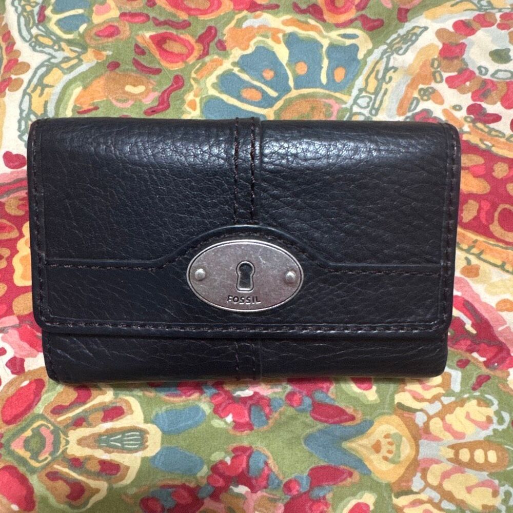 Fossil vintage pebbles black leather small women’s wallet